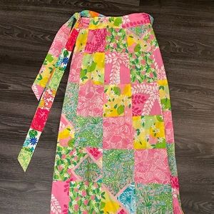 Vintage Lilly Pulitzer wrap maxi skirt